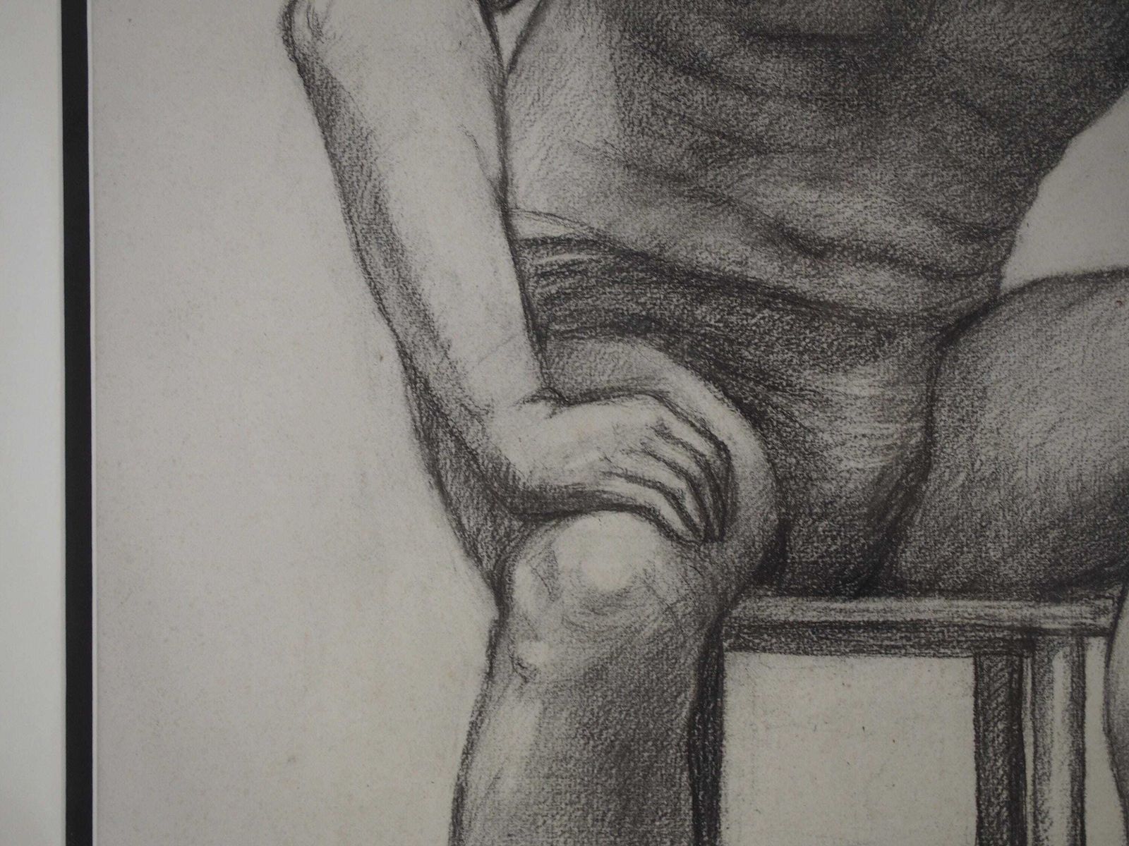 photo for sale Vintage Antique Large French Original Nude Life Drawing / Charcoal Sketch (Unknown Artist)