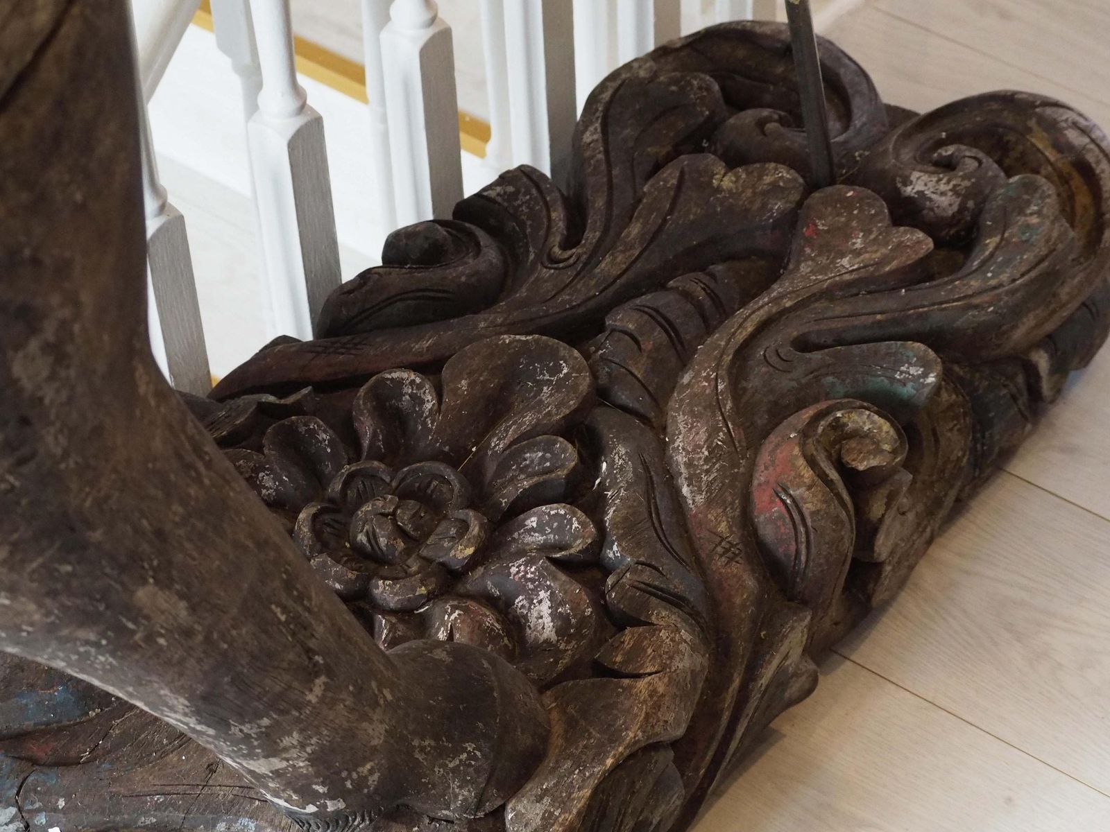 photo for sale Antique Early 20th Century Large Rare Hand Carved Asian Decorative Wooden Horse Sculpture