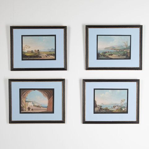 Set Of Four 19th Century Neopolitan Gouache Paintings