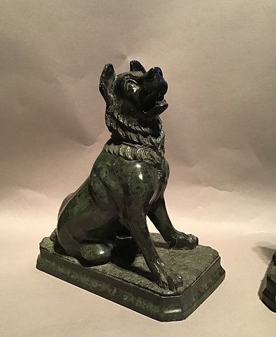 photo for sale C19th Pair Of Grand Tour Serpentine Marble Dogs