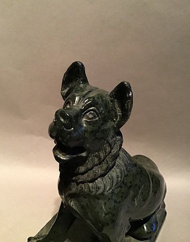 1700.0 C19th Pair Of Grand Tour Serpentine Marble Dogs photo