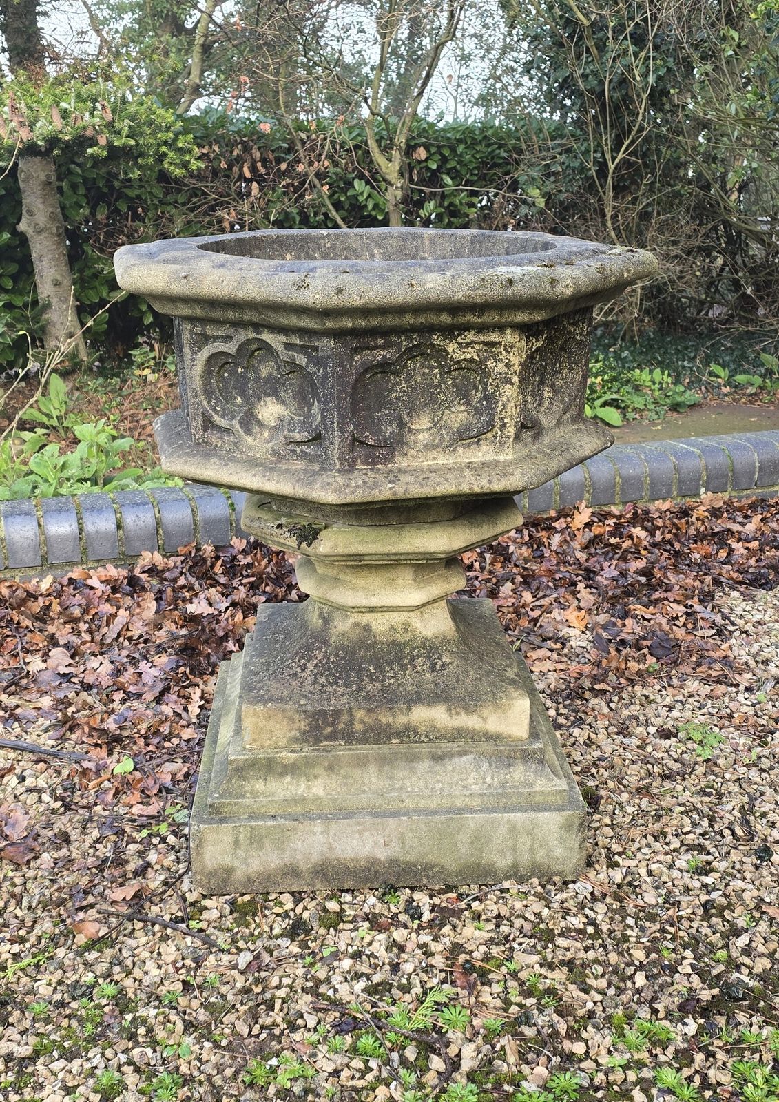 Large Seven Sided Well Weathered Garden Urn photo furniture