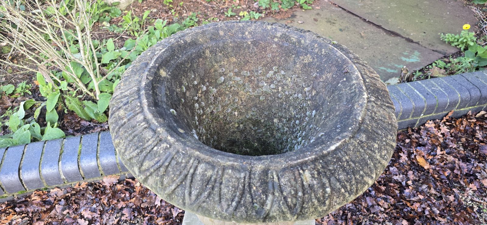 Large Well Weathered Garden Urn On Pedestal photo vintage
