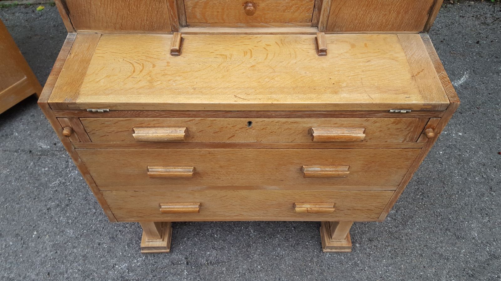 Limed Oak Writing Cabinet Chest Of Drawers photo Furniture