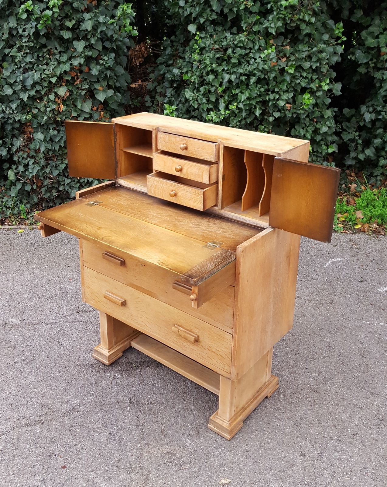 Limed Oak Writing Cabinet Chest Of Drawers photo 465.0
