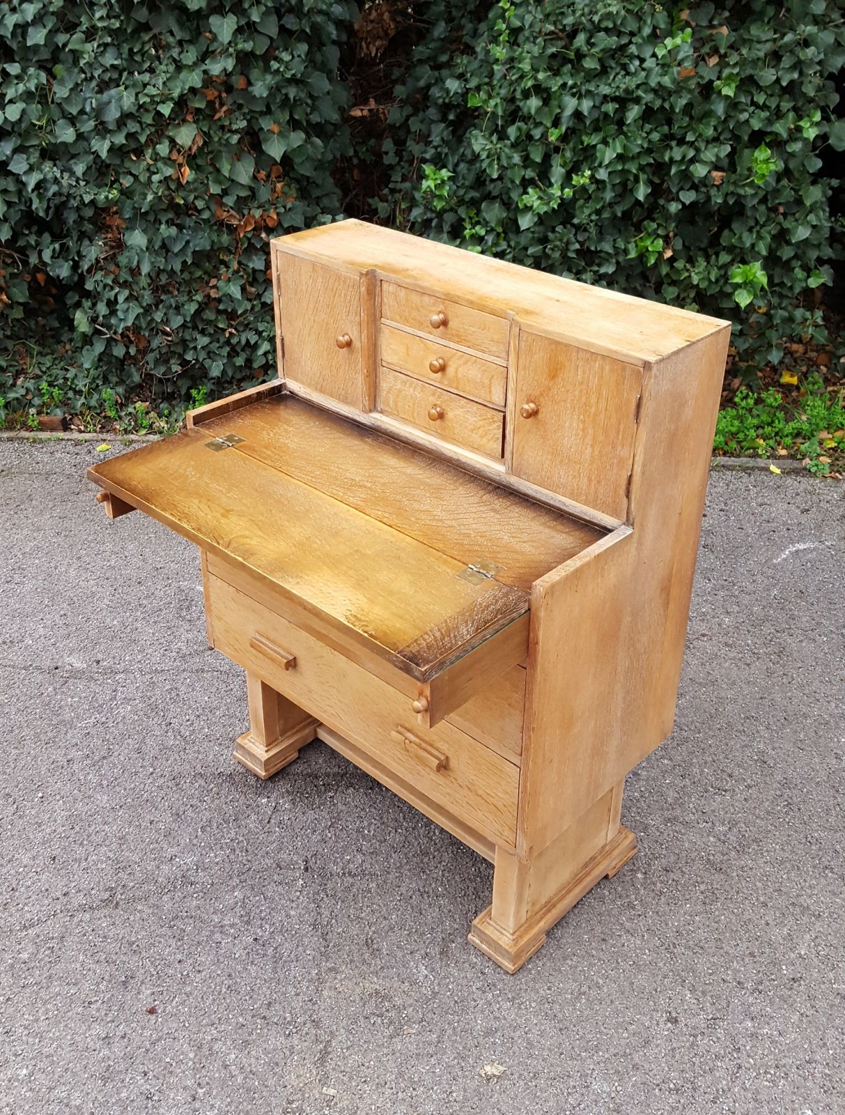 photo furniture Limed Oak Writing Cabinet Chest Of Drawers