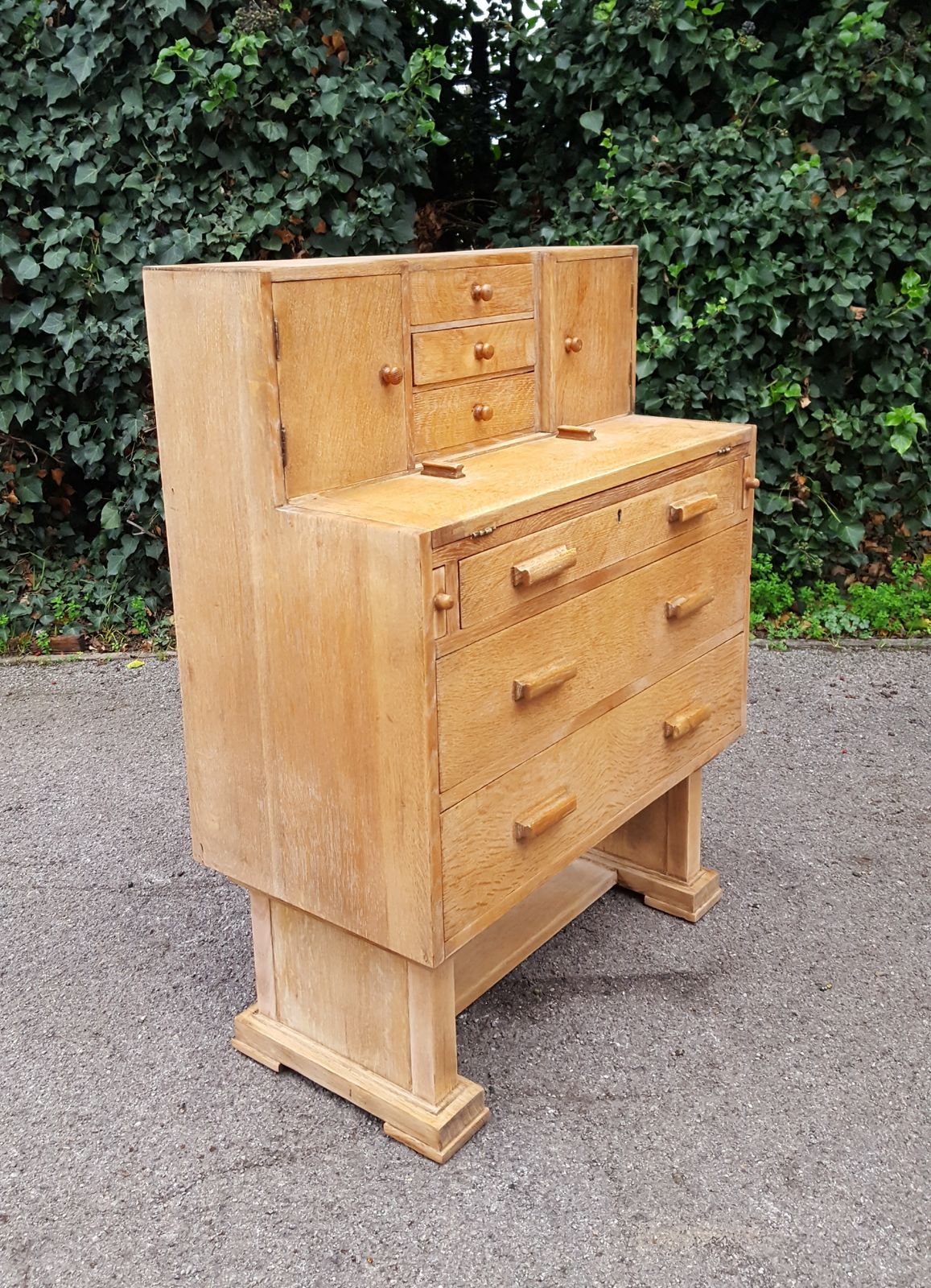 photo for sale Limed Oak Writing Cabinet Chest Of Drawers