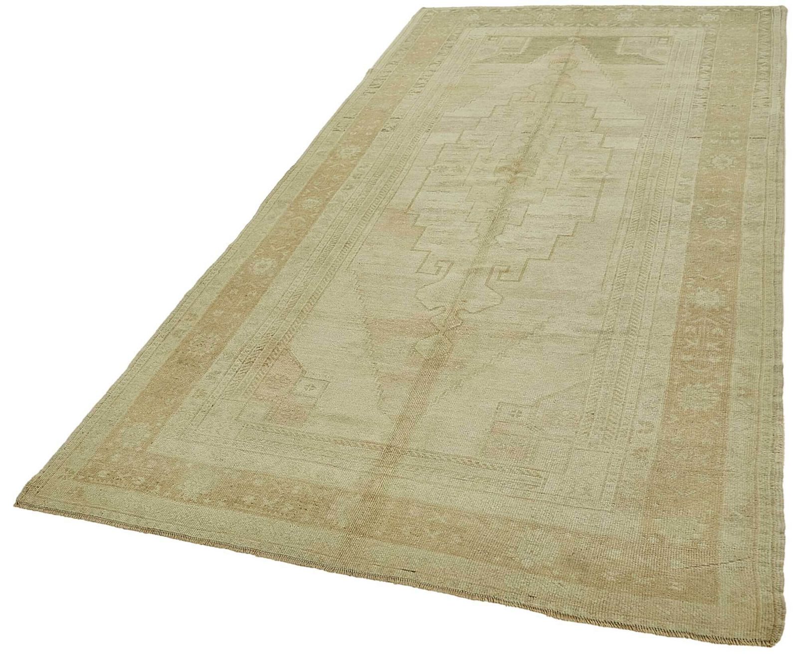 Turkish Beige Handmade Oriental Rug 148 Cm X 316 Cm photo for sale