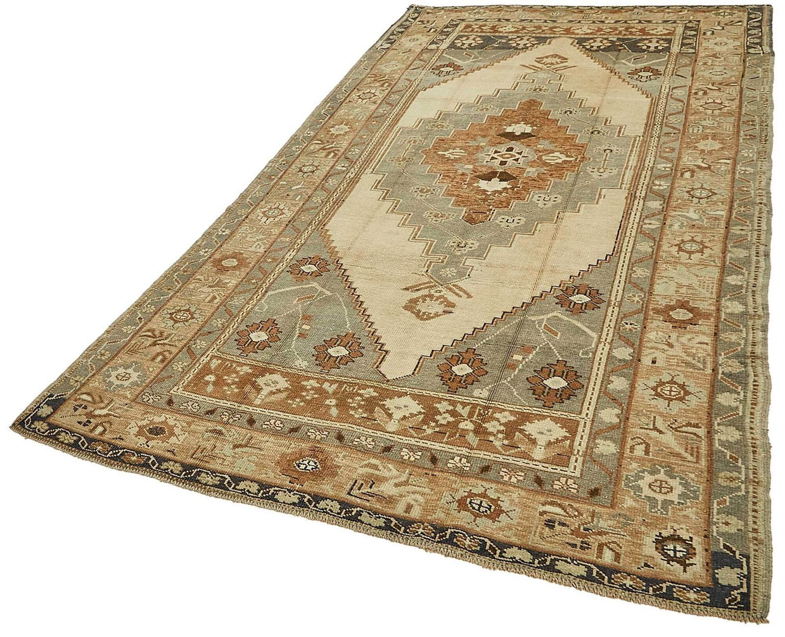 Turkish Beige Handmade Oriental Rug 161 Cm X 300 Cm photo for sale