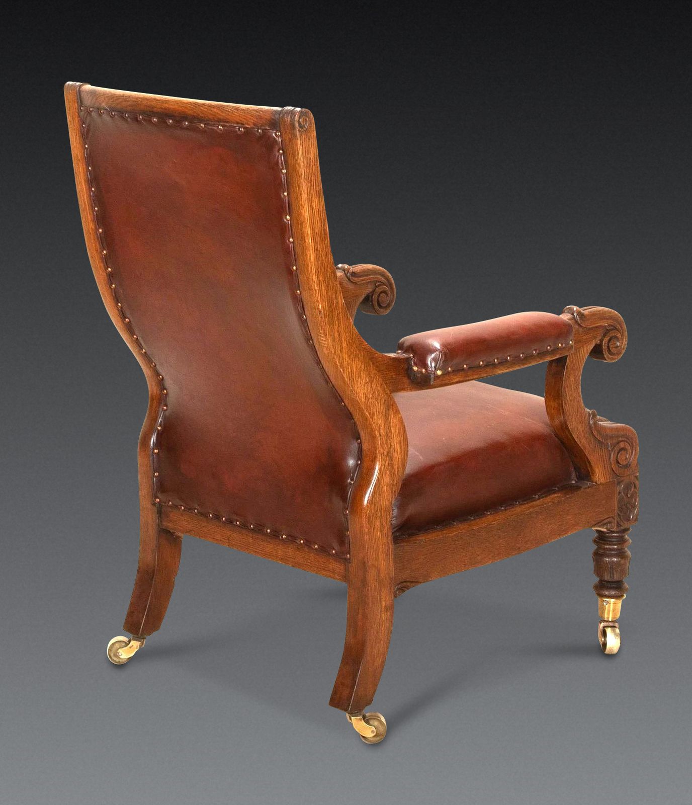 photo buy 19th Century English Oak Leather Library Chair