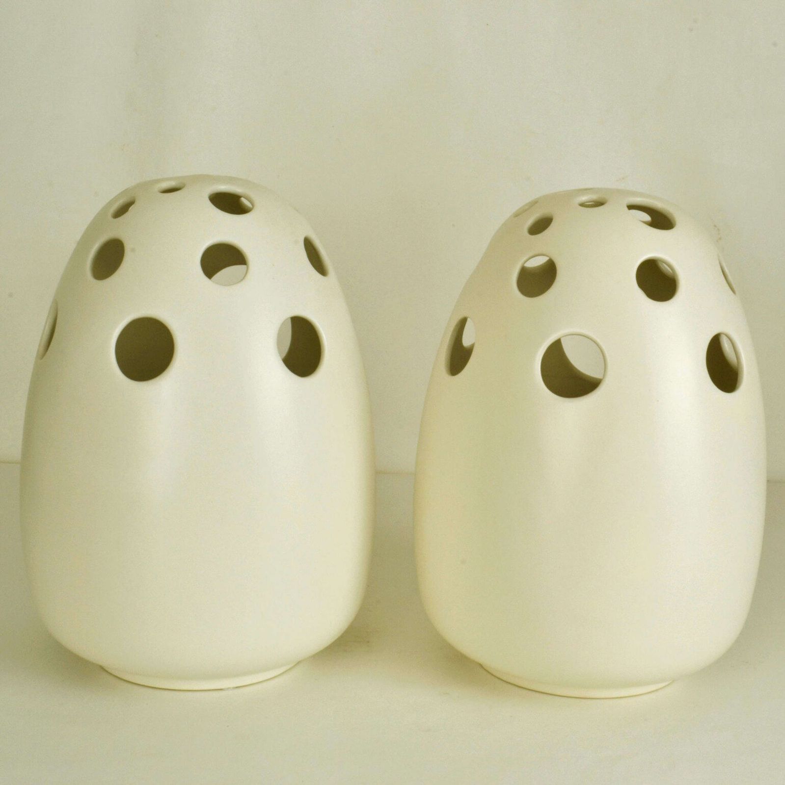 Pair Of Large Sculptural Cream Ceramic Vases photo for sale