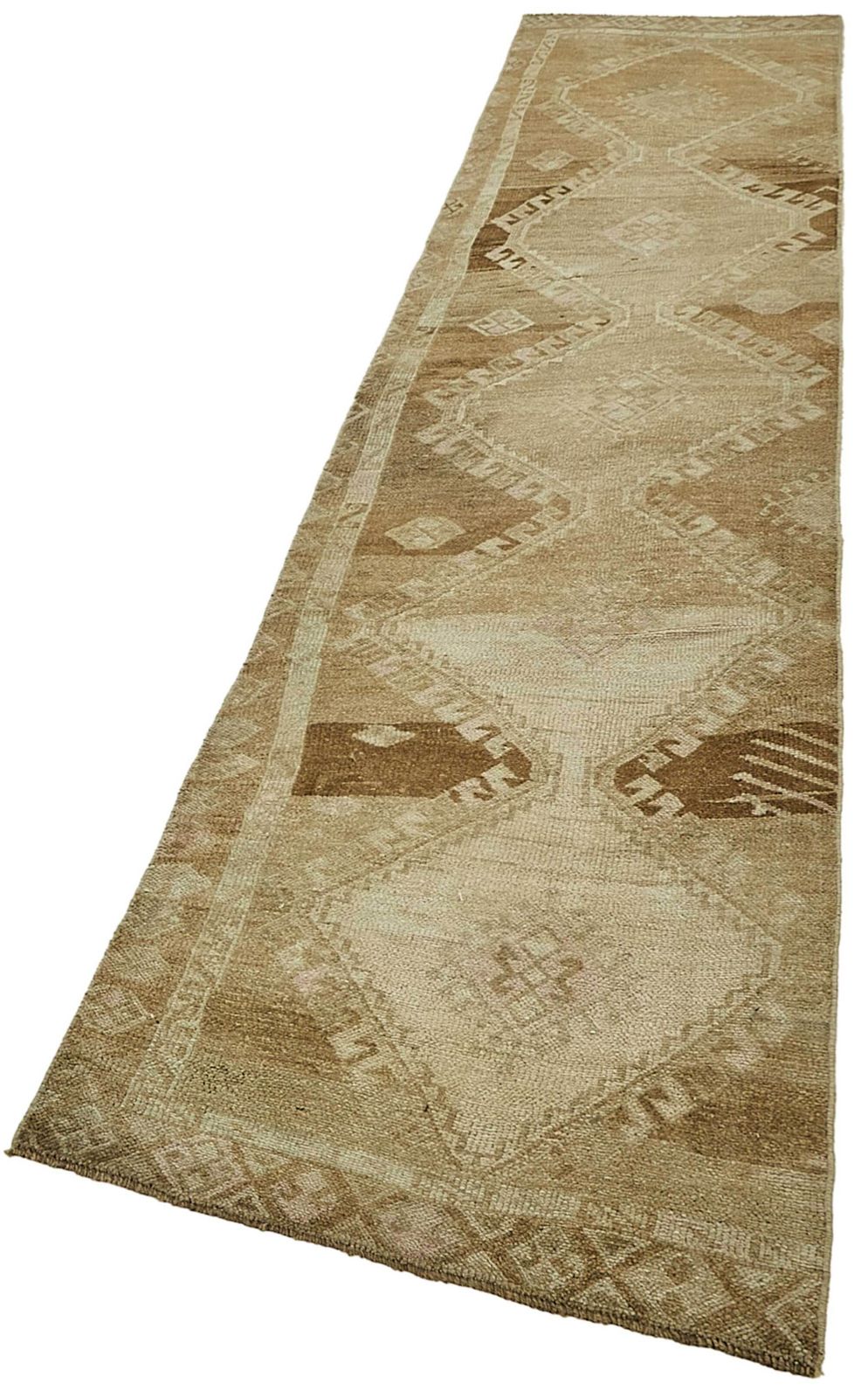 Handmade Beige Anatolian Runner Rug 75 Cm X 369 Cm photo for sale