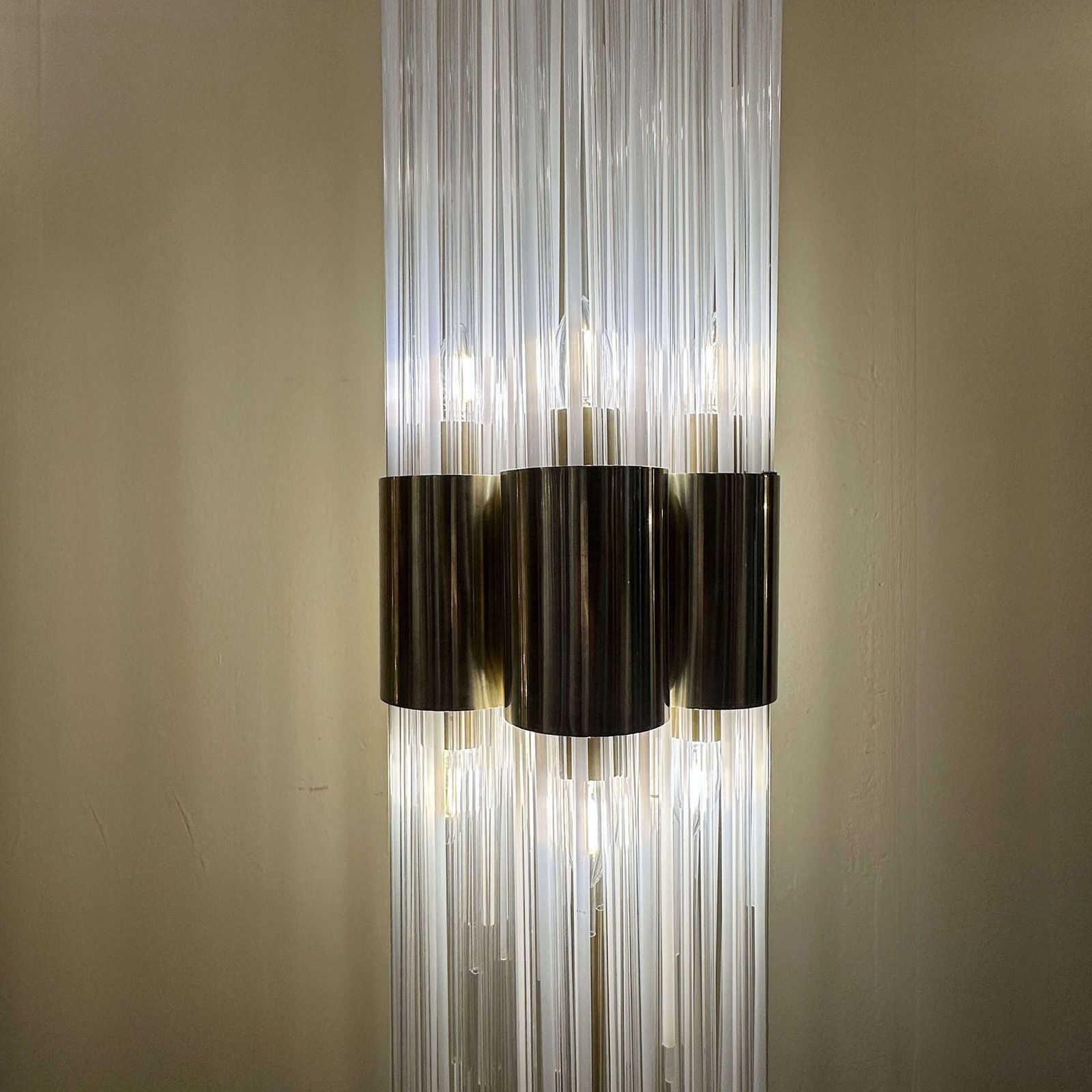 Floor Lamp Attributed To Carlo Nason 1960s Brass And Fountain Of Glass Strands photo for sale