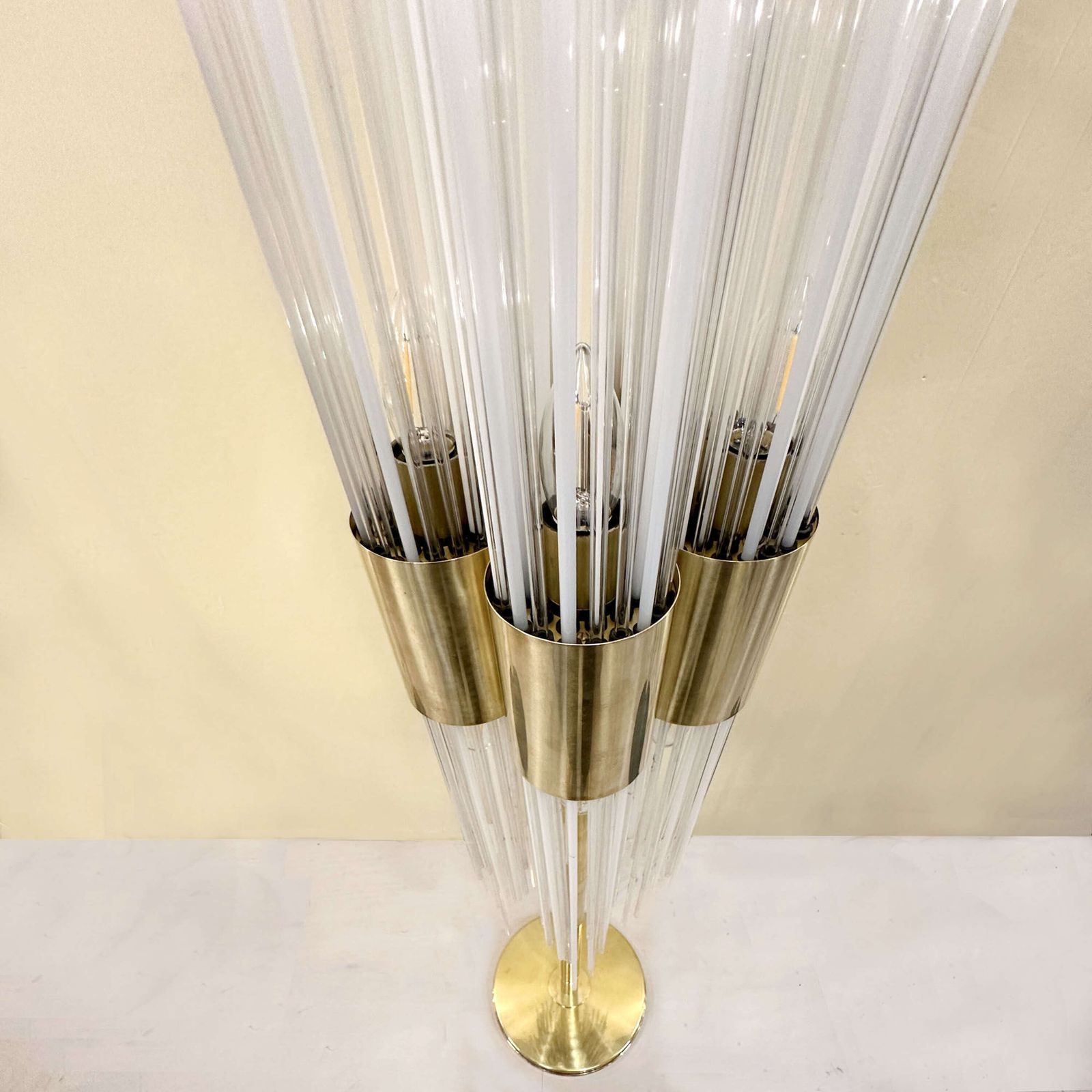 Floor Lamp Attributed To Carlo Nason 1960s Brass And Fountain Of Glass Strands photo buy