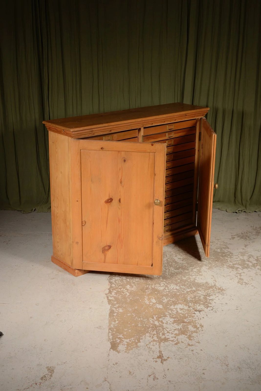 A Victorian Pine Bank Of Drawers Within A Cupboard   C.1890 photo for sale