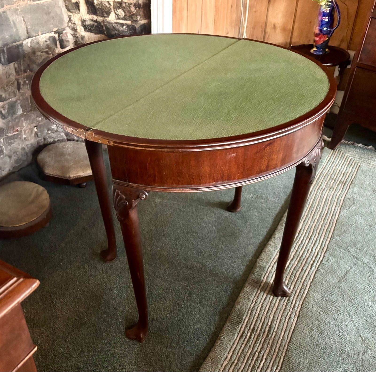 Small George III Mahogany Demi Lune Card Table photo vintage