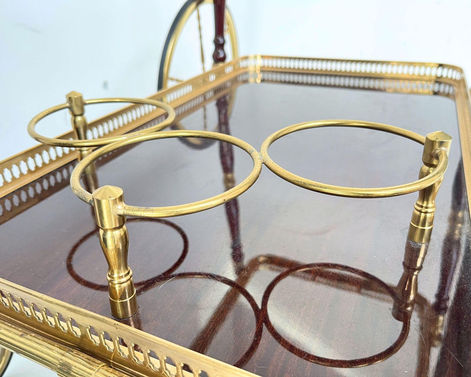 Brass Bar Cart | French Rolling Bar Trolley | Maison Jansen Style photo furniture