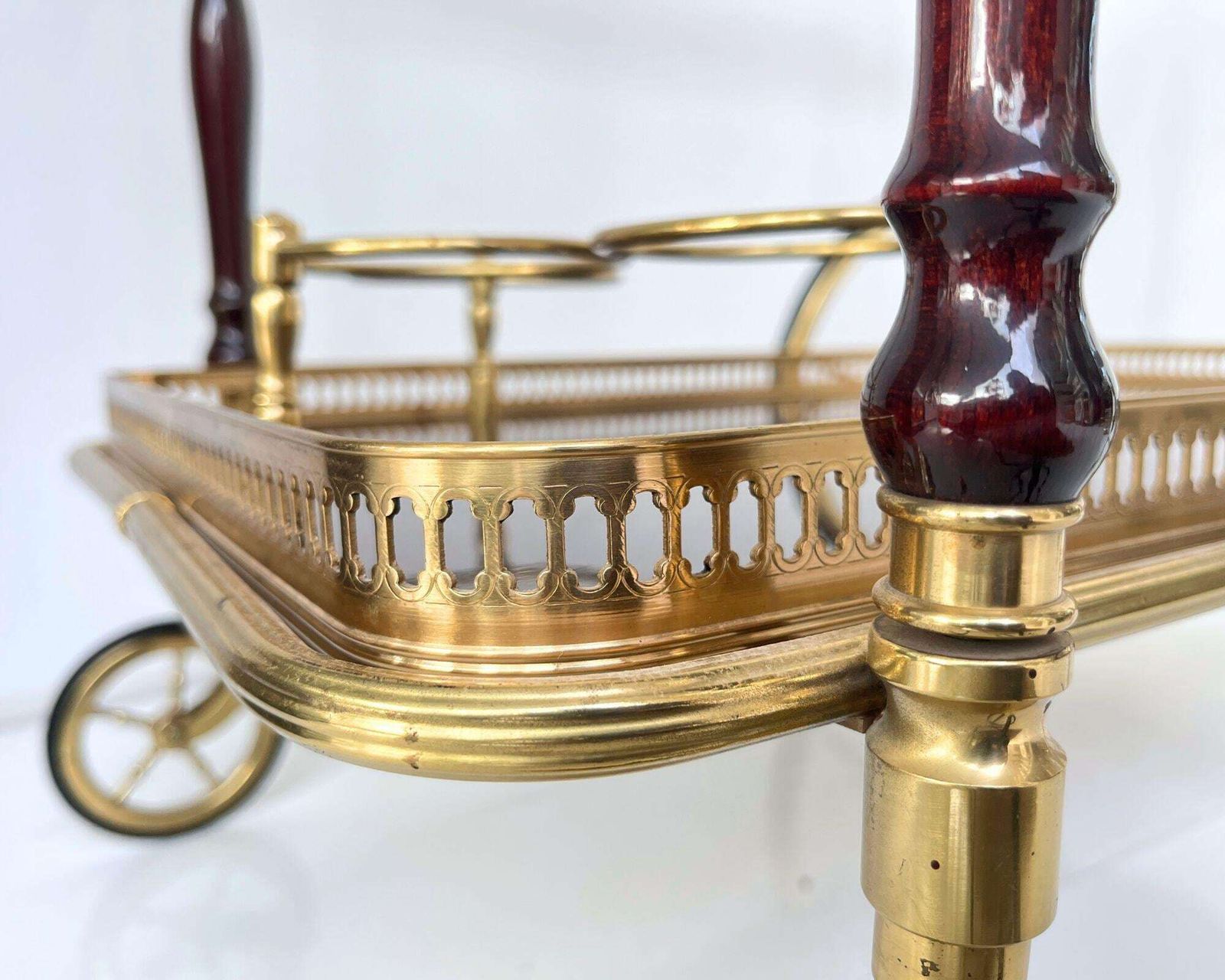 Brass Bar Cart | French Rolling Bar Trolley | Maison Jansen Style photo vintage