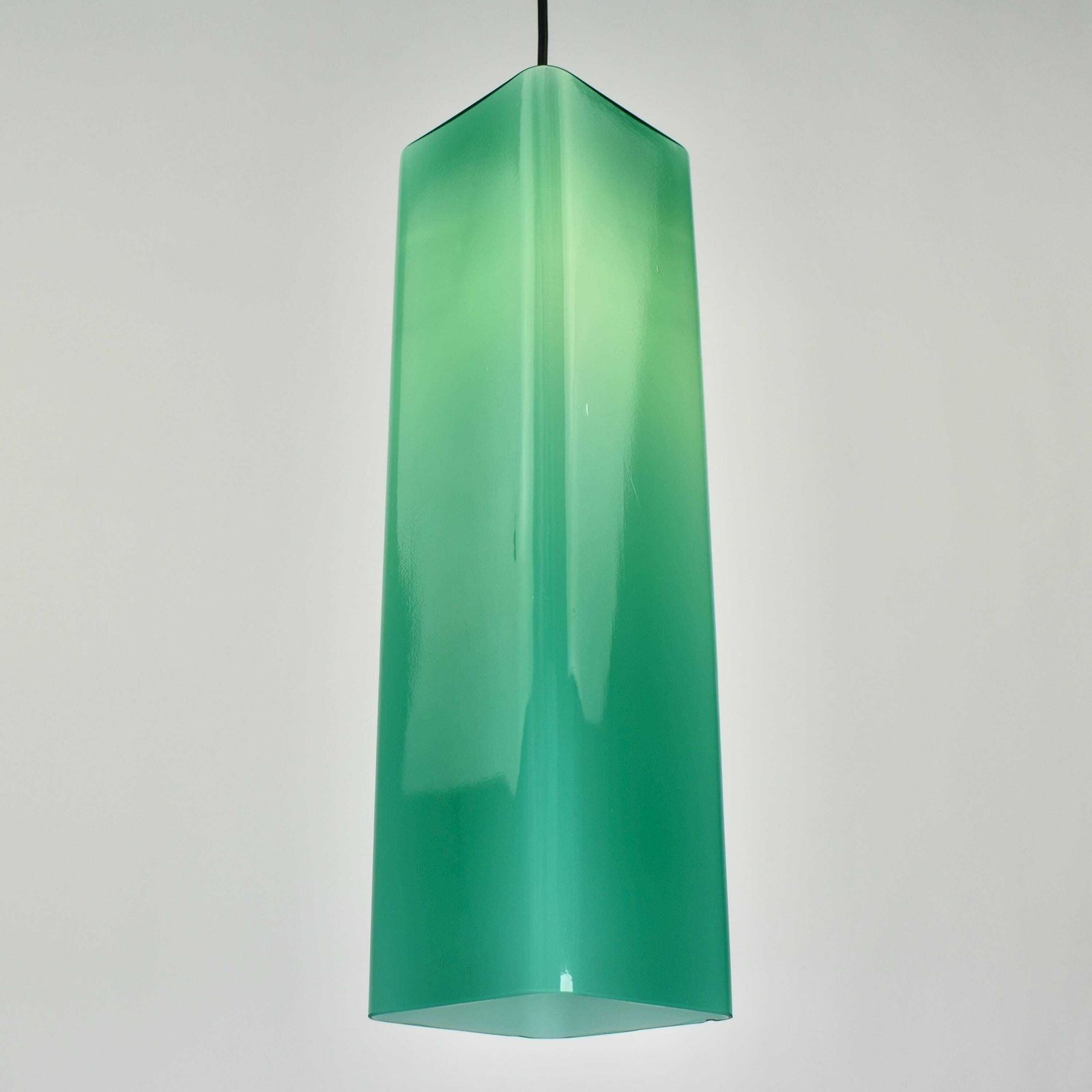 Grote Mid Century Modern Hanglamp Van Murano Glas, Gino Vistosi | Blauwgroen Rechthoekige Buis, Vintage | Venini Massimo Vignelli, Ca. Jaren 1950 photo for sale