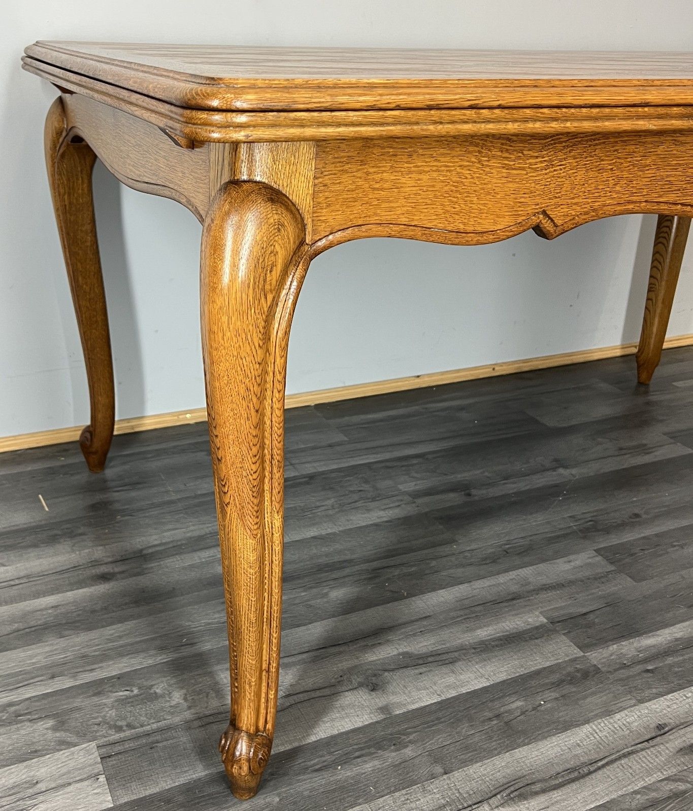 Dining Table Vintage French Louis XVI Carved Oak Extendable Table Lot 4581 photo vintage