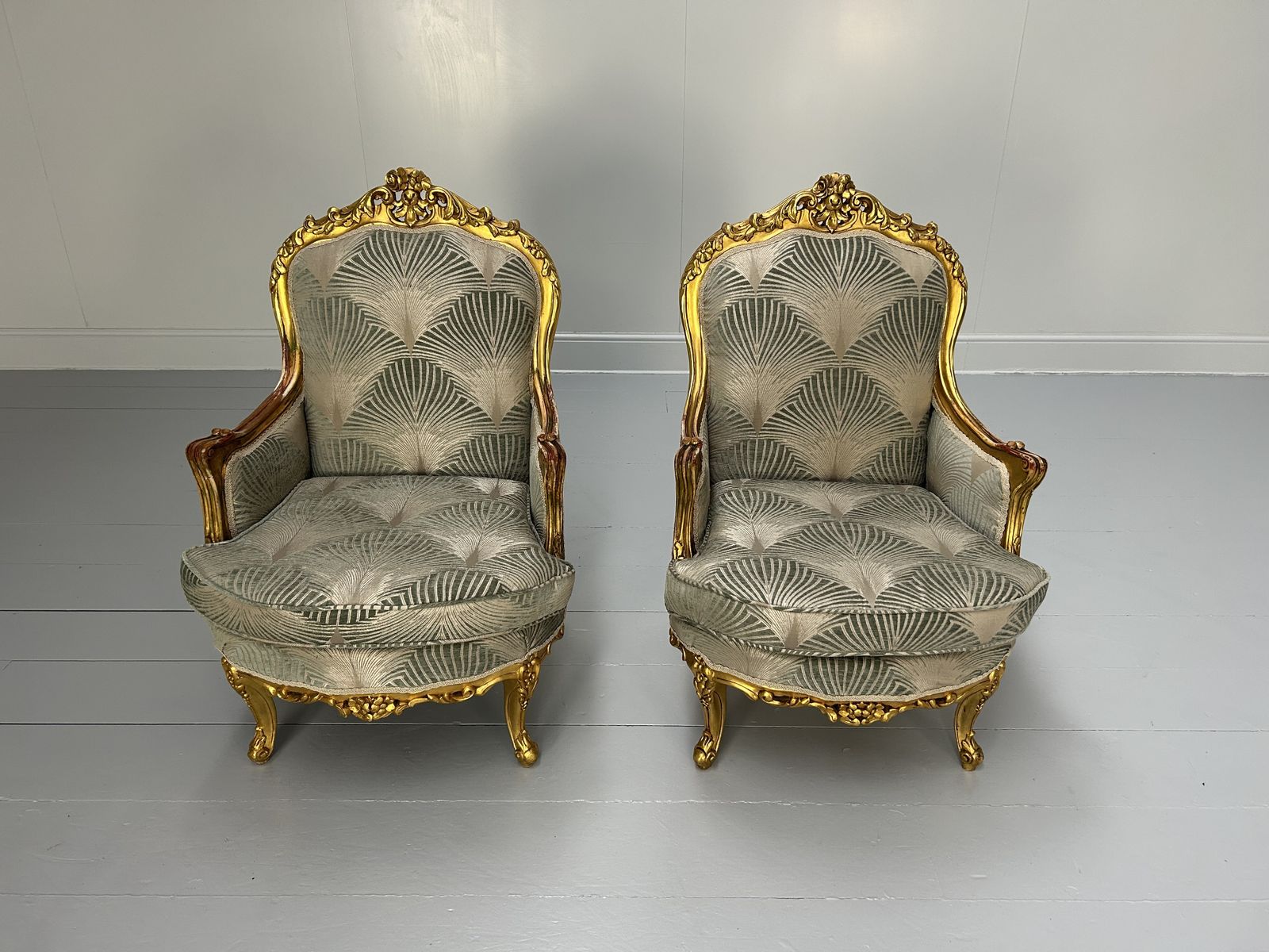 Pair Of French Carved Armchairs In Fabric And Giltwood photo 2900.0