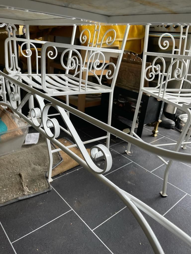 photo for sale Italian Pietra Dura Marble Centre Table With Six Chairs