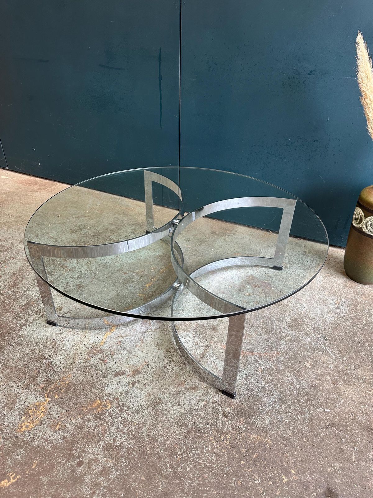 Merrow Associates Chrome And Glass Mid Century Coffee Table photo buy