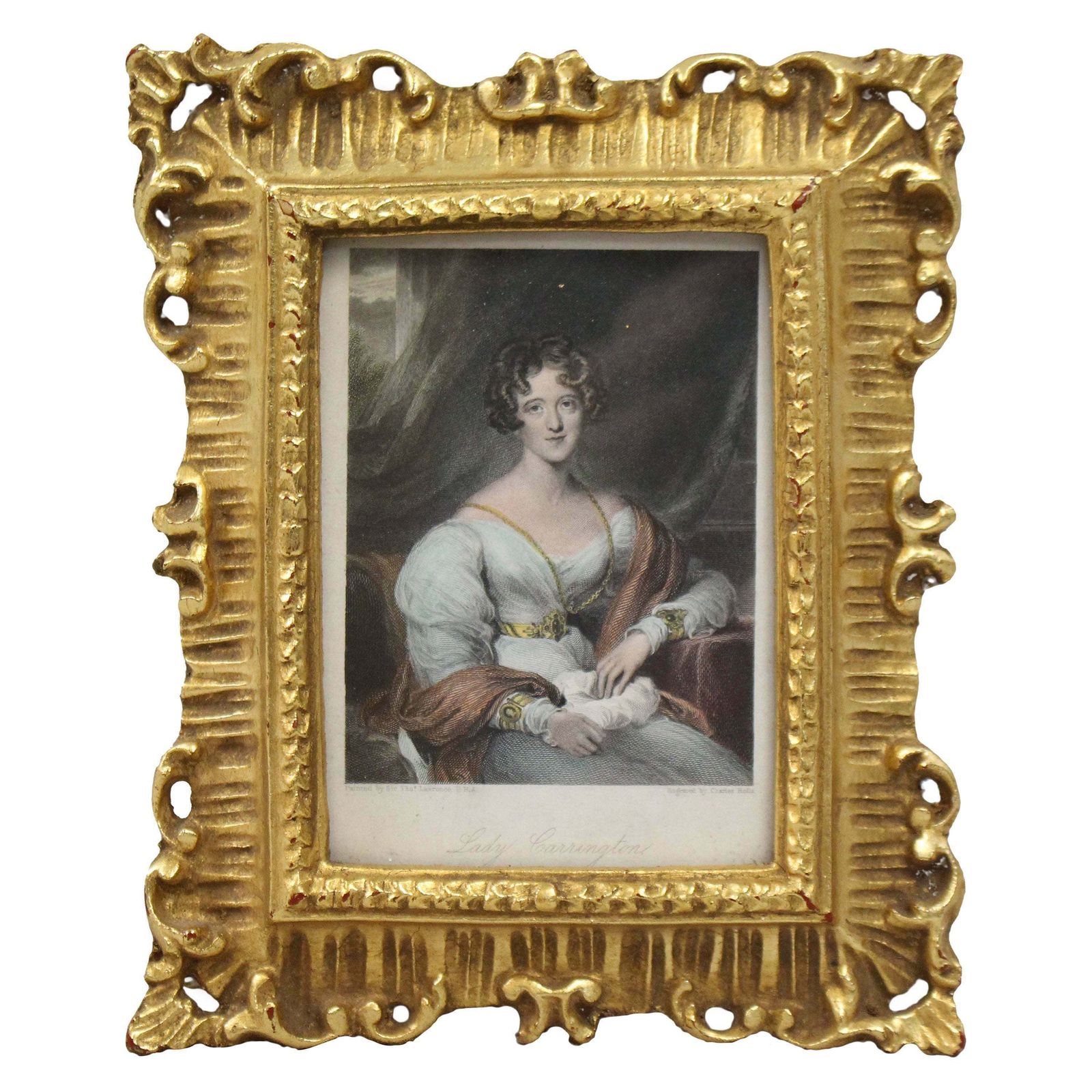 Early 19th C. Coloured Mezzotint "Lady Carrington" By Charles Rolls
