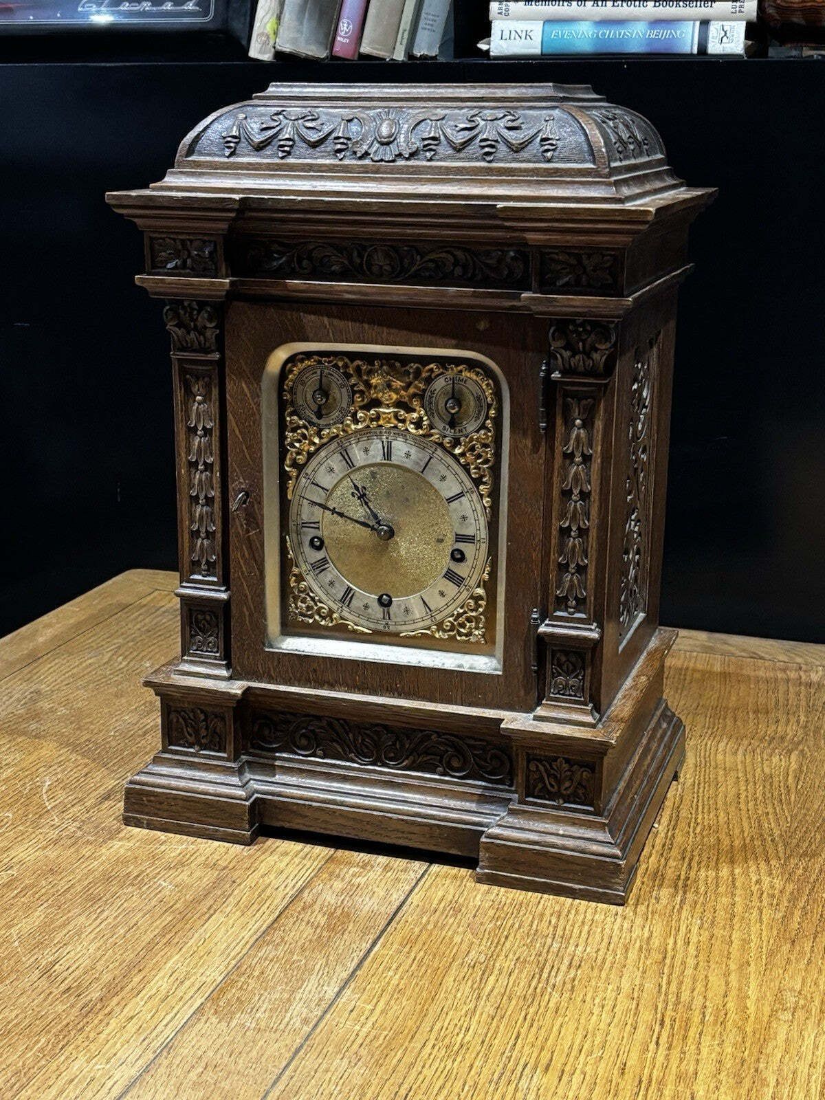 photo vinterior Large Victorian Oak Westminster Chime Clock Retailed At Mappin & Webb, London