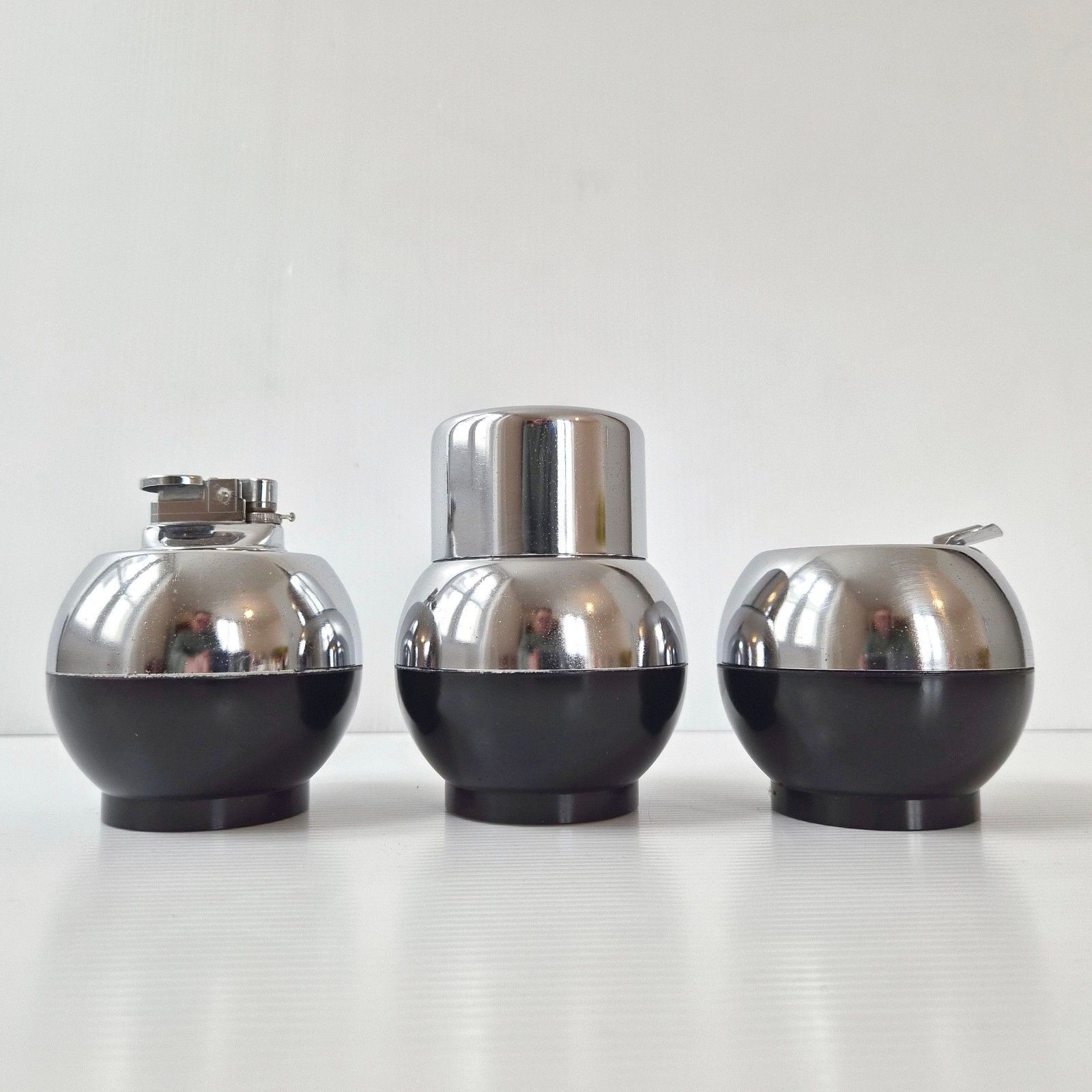 Vintage 1960s Tobacco Set Ball Lighter Ashtray Cigarette Holder 60s 1960s