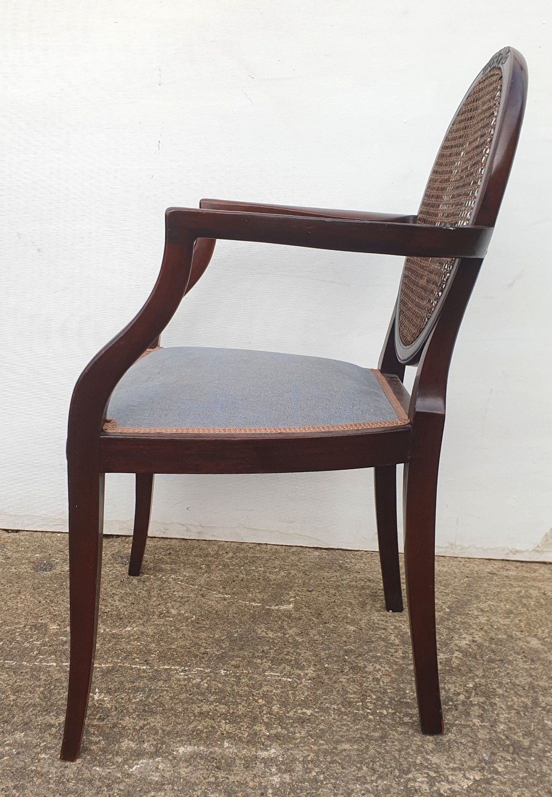 Furniture A Georgian Style Cane Back Mahogany Open Armchair photo