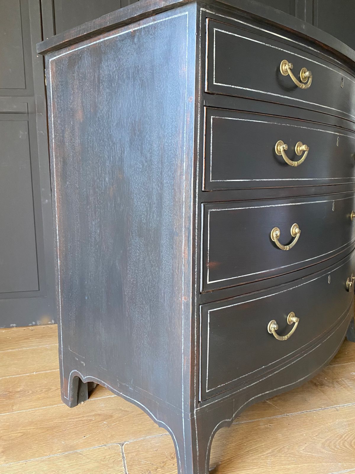 Black Bow Front Chest Of Drawers photo 695.0