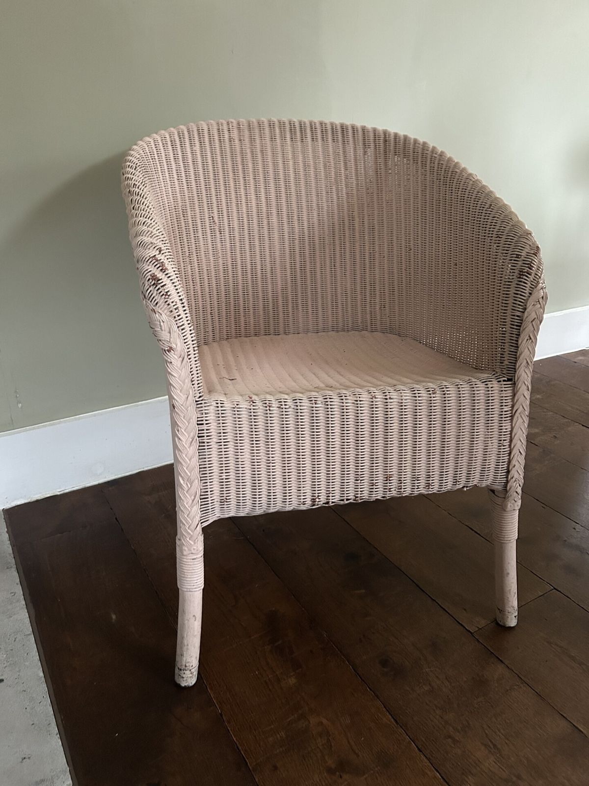 Vintage Lloyd Loom Tub Chair   Pink Painted Frame