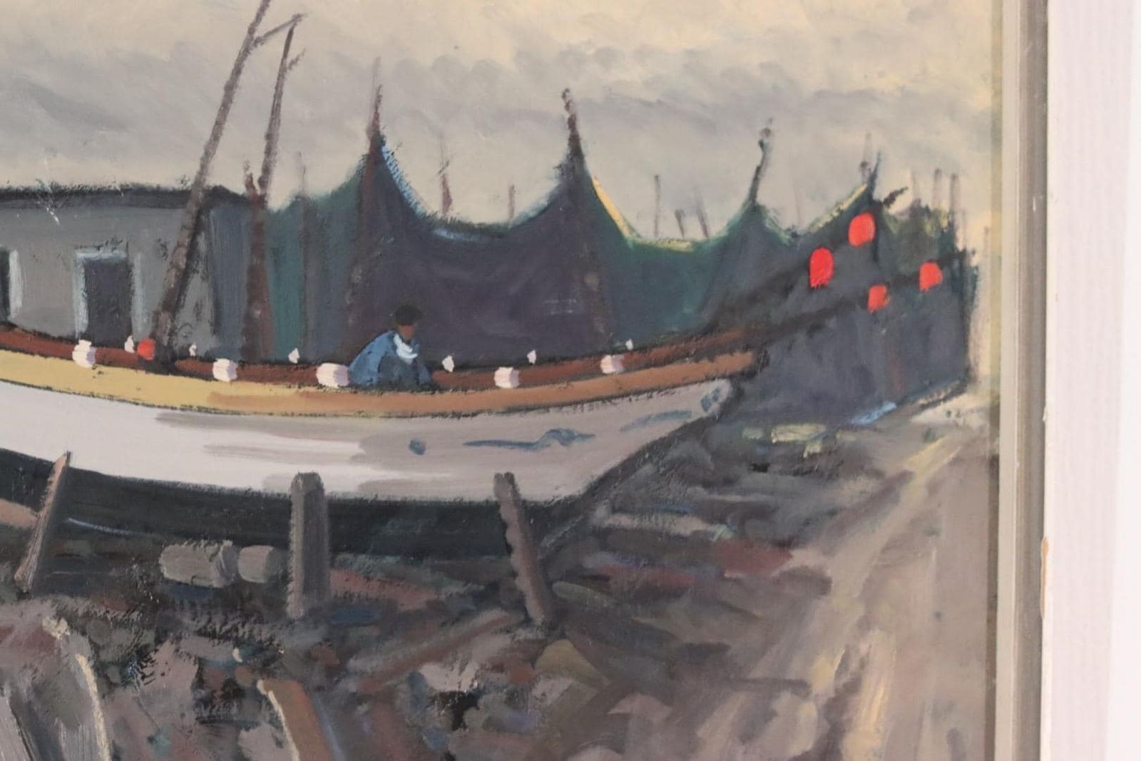 Art Original Mid Century  Swedish Oil On Canvas – “Toulodo” By S. Sinde – Vintage & Dated 1969, Framed  49 × 41 Cm (19.3" × 16.1") photo