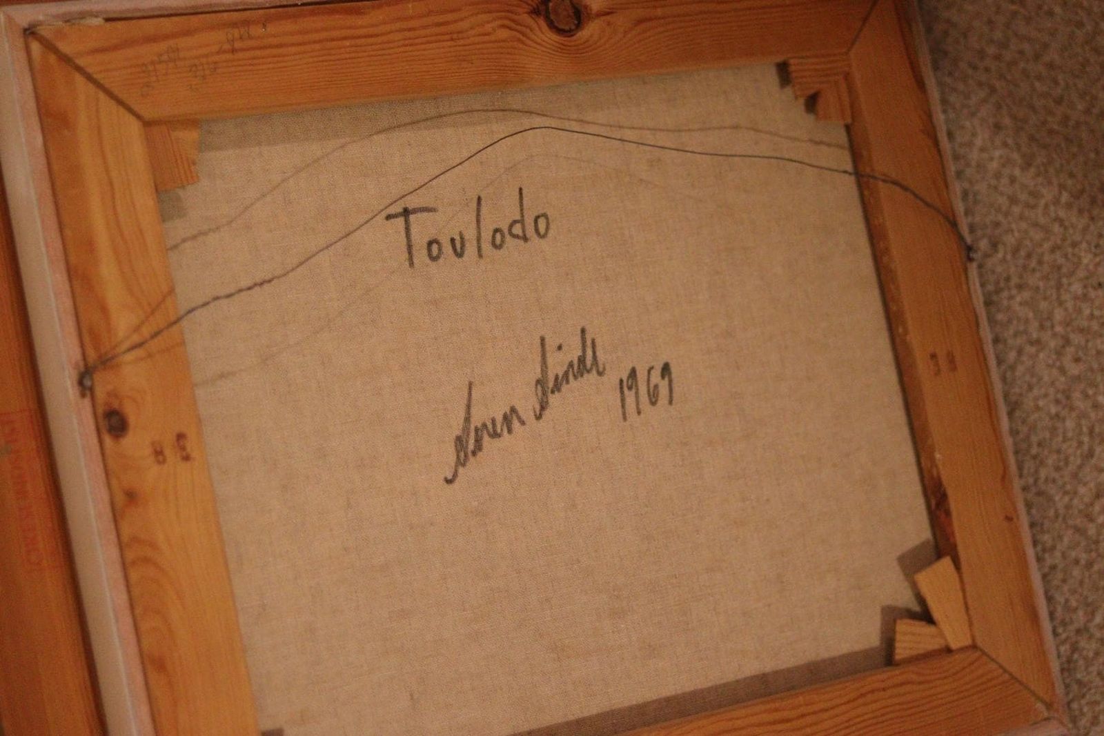 photo buy Original Mid Century  Swedish Oil On Canvas – “Toulodo” By S. Sinde – Vintage & Dated 1969, Framed  49 × 41 Cm (19.3" × 16.1")