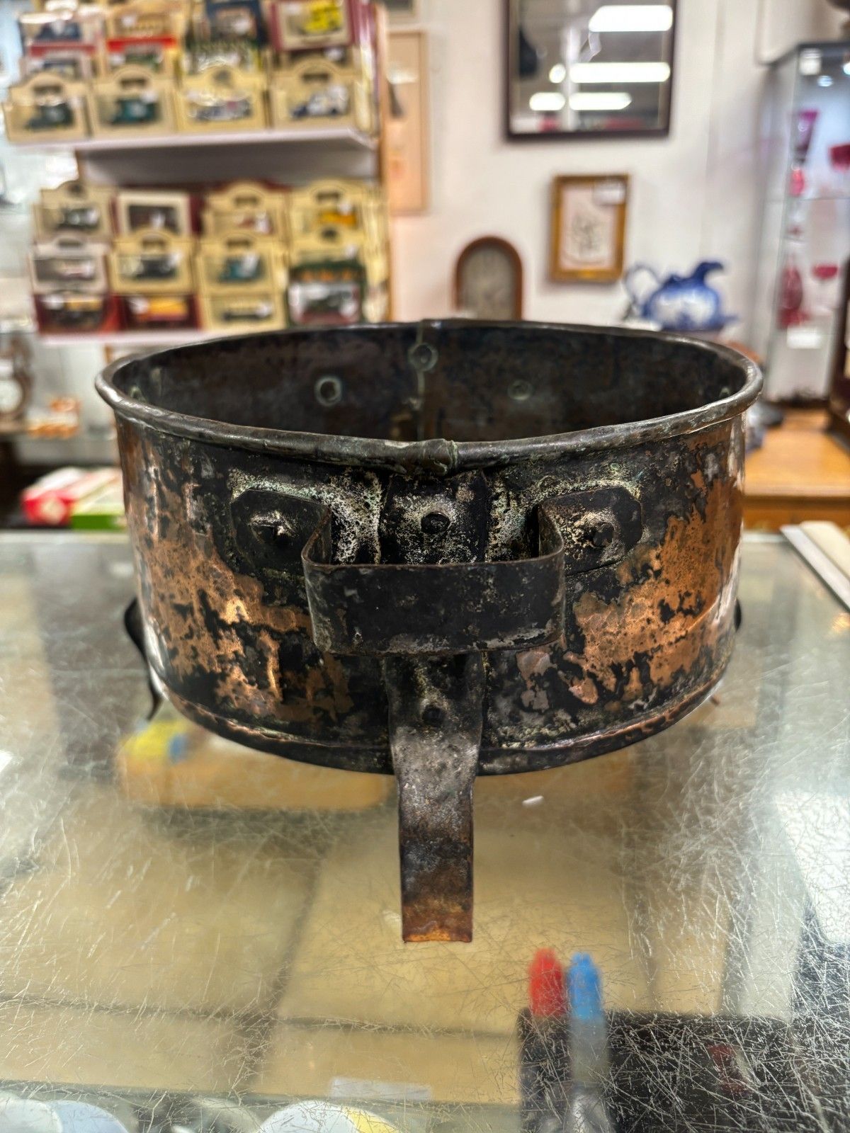 Antique Copper & Iron Plant Pot/ Fireside Coal Bucket photo furniture