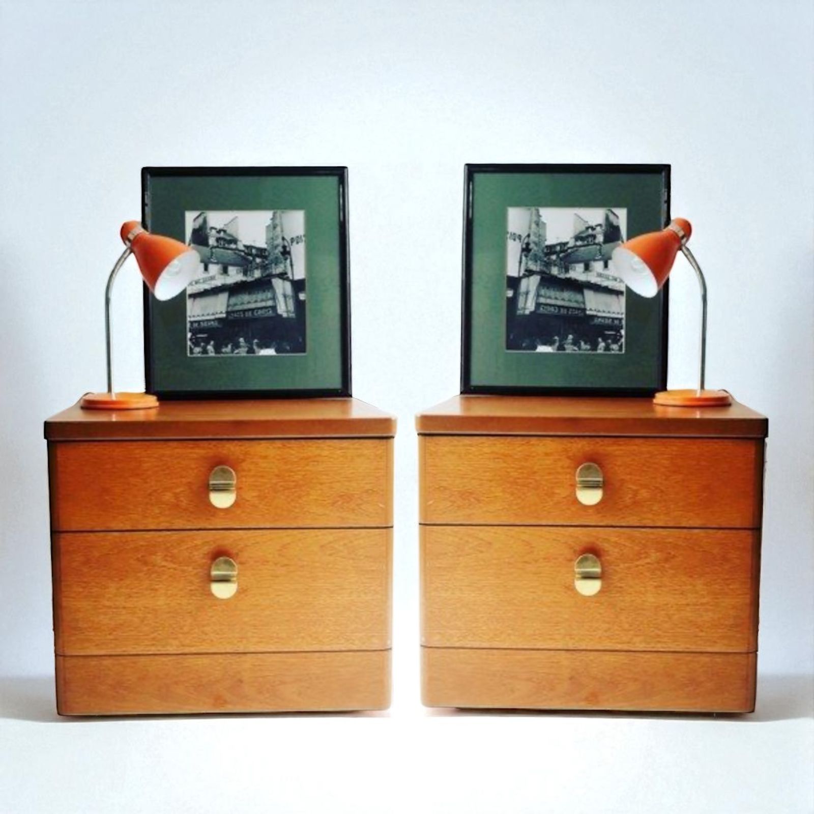 Pair Of Vintage Stag Cantata Teak Bedside Tables