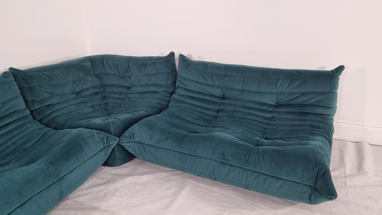 Furniture Ligne Roset Togo Suite Of 2 X 2 Seater And Corner In Teal Velvet Sublime Conditi photo