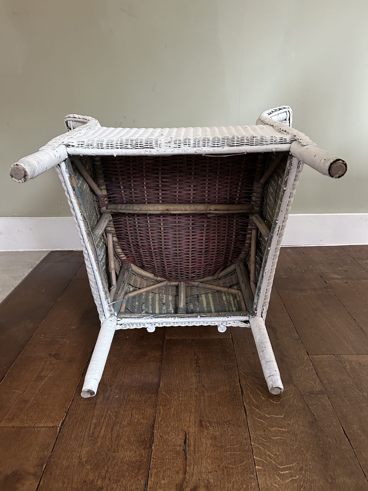 Vintage Painted Wicker Tub Chair – Lloyd Loom Style photo vinterior