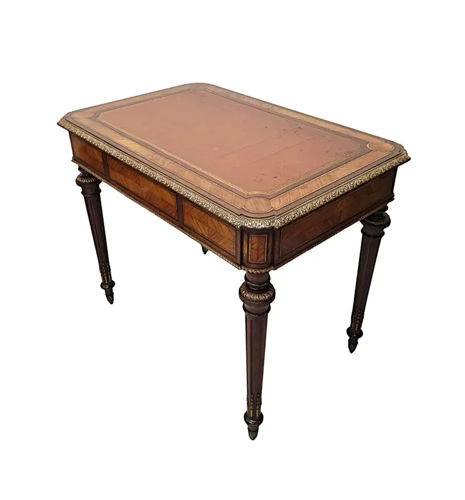 Furniture A Very Rare Neat Size 19th Century Leather Top Writing Desk With Ormolu Mounts photo