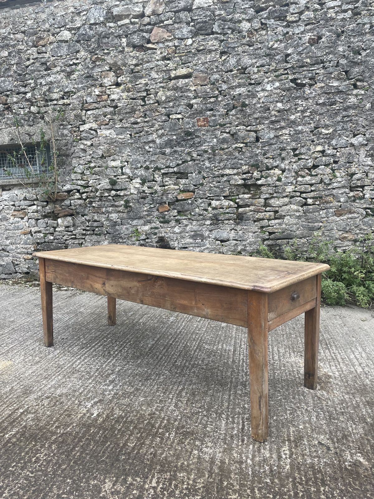 Antique 19th C. French Oak Two Plank Farmhouse Table .