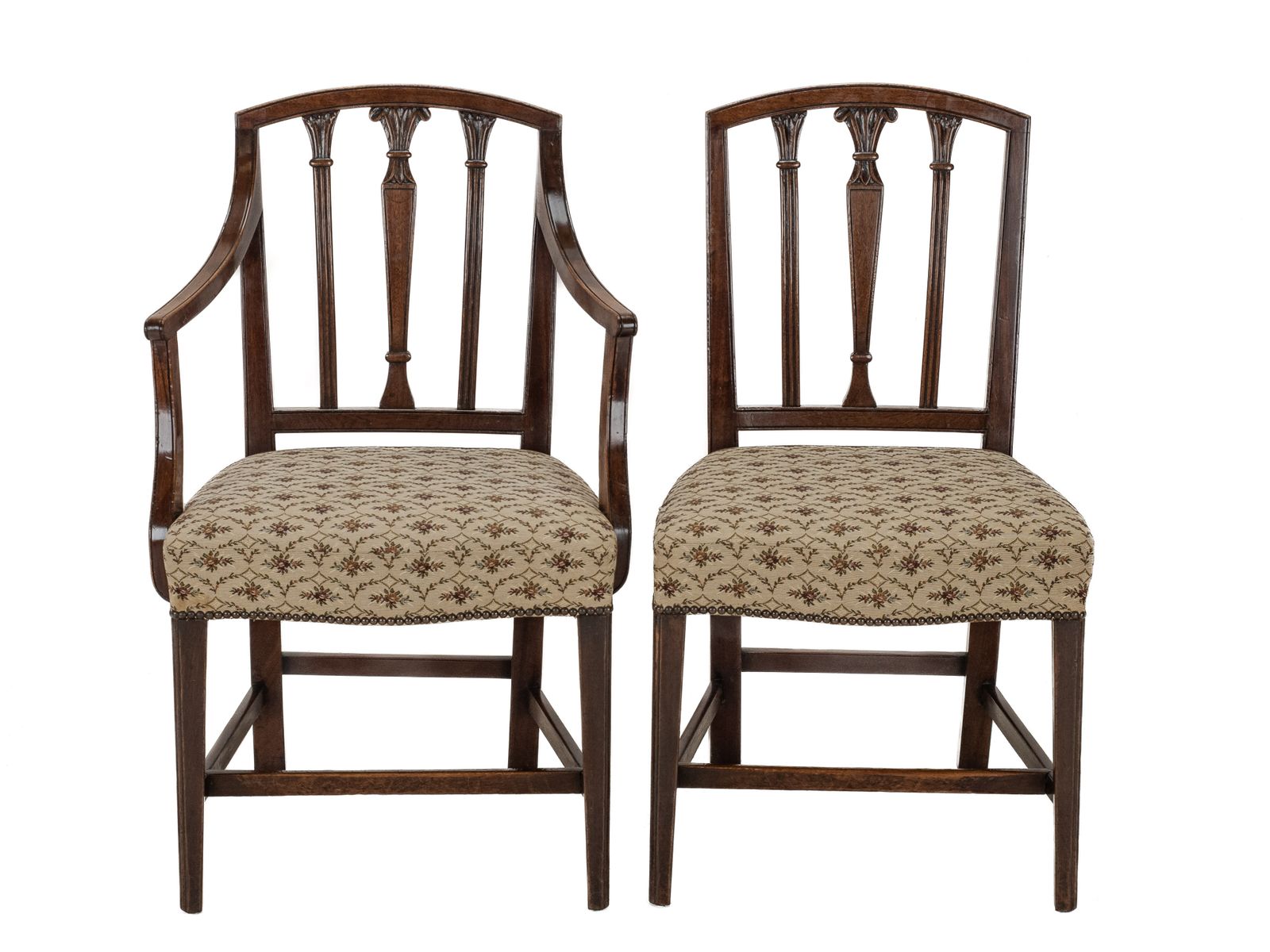 Set Of Six Georgian Mahogany Sheraton Style Dining Chairs, C.1800, Including A Pair Of Armchairs (Carvers) photo furniture