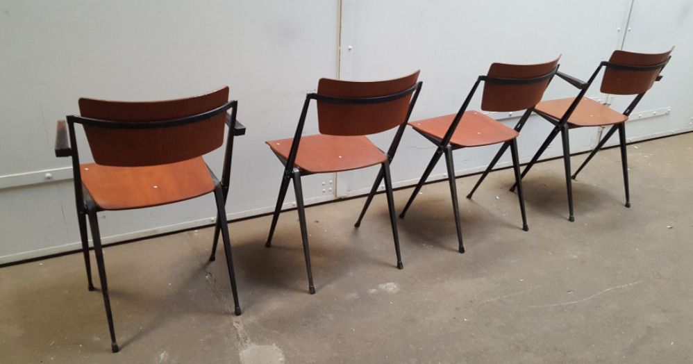 Set Of 4haises Pyramid By Wim Rietveld For Cirkel Ahrend 1964 photo Furniture