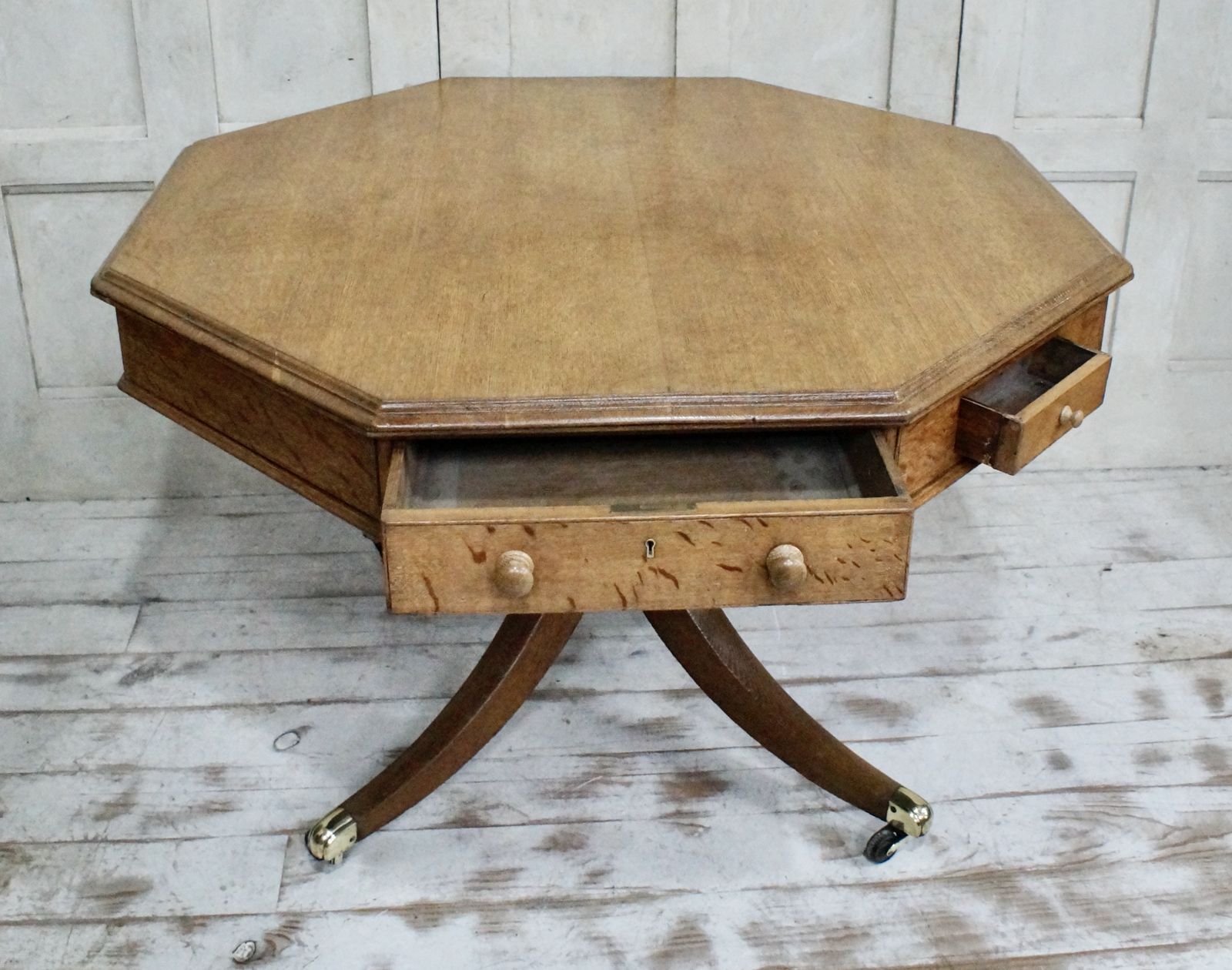 Regency Octagonal Oak William Morris & Co Drum Table photo for sale