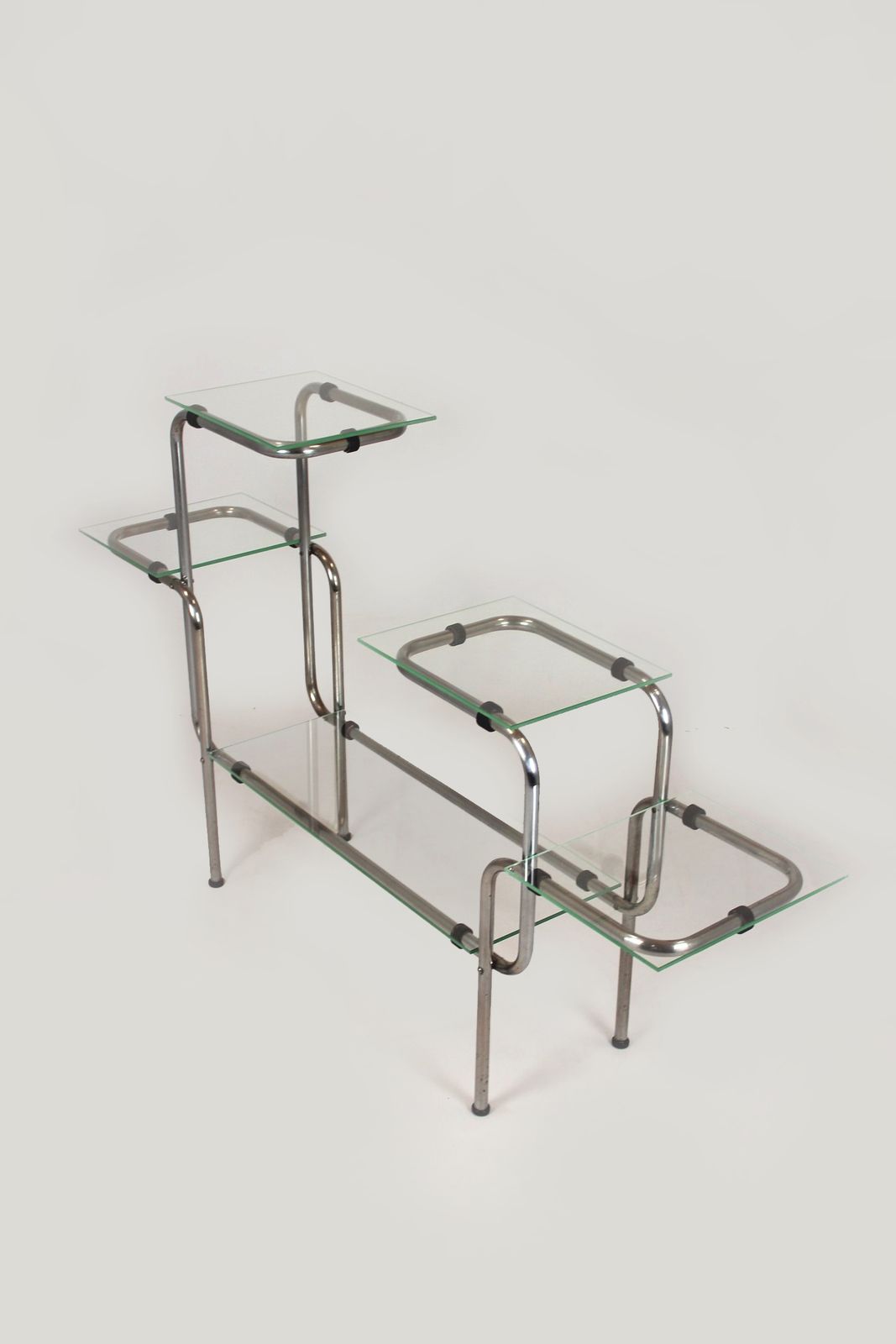 Large Functionalist Plant Stand In Bauhaus Style, Chromed Steel And Glass, Czechoslovakia, 1930s photo 990.0