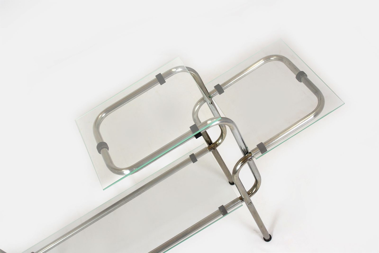 Home Decor Large Functionalist Plant Stand In Bauhaus Style, Chromed Steel And Glass, Czechoslovakia, 1930s photo