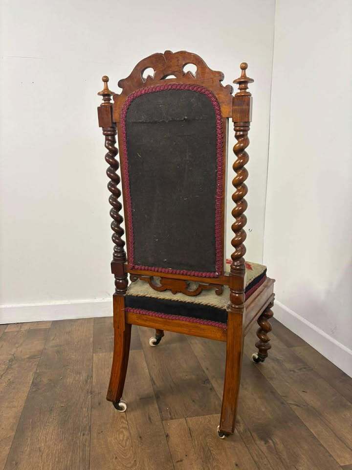 Victorian Walnut Prayer Chair With Tapestry Upholstery photo Furniture