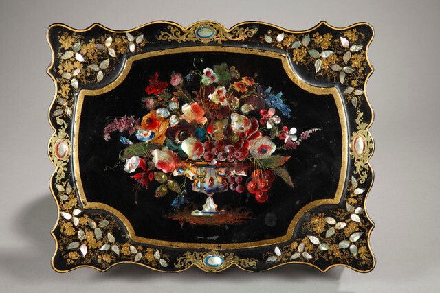 Papier Maché And Mother Of Pearl Card Box Napoleon III photo vinterior