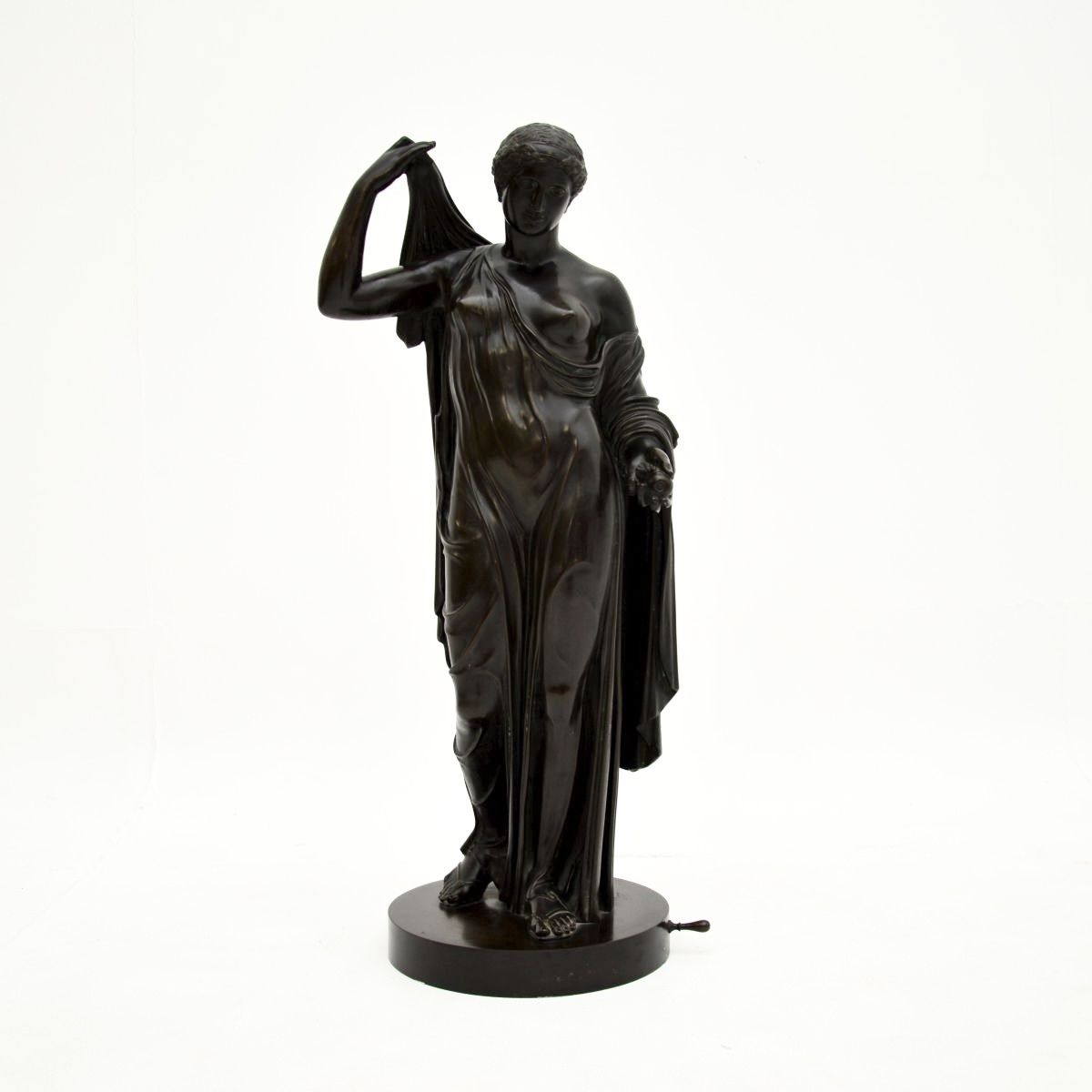 Large Antique French Bronze Neoclassical Robed Lady