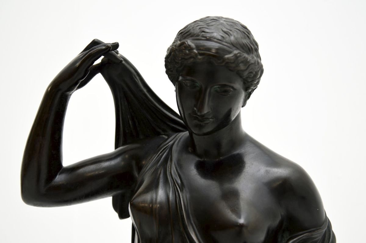 Large Antique French Bronze Neoclassical Robed Lady photo for sale